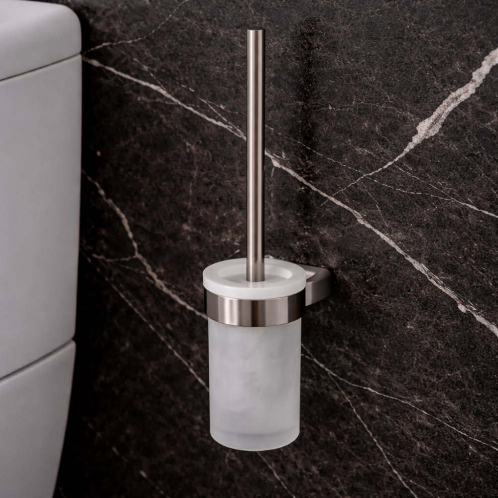 Pirenei in Brushed Nickel Accessories PI33/03-38 Origins Living Pirenei WC Brush Set Wall Mounted - Brushed Nickel PI33/03-38