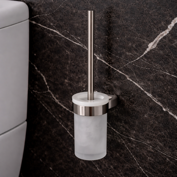 Origins Living Pirenei WC Brush Set Wall Mounted - Brushed Nickel PI33/03-38