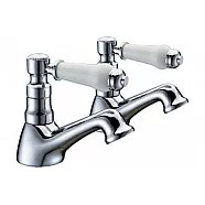 Traditional Bathroom Taps in Chrome DITB2222 Millom Bath Pillar Taps - Chrome