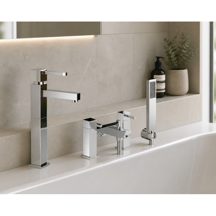 Abode Zeal Chrome Bathroom Tap Pack Offer (Tall Basin Mixer & Bath/Shower Mixer) - Chrome