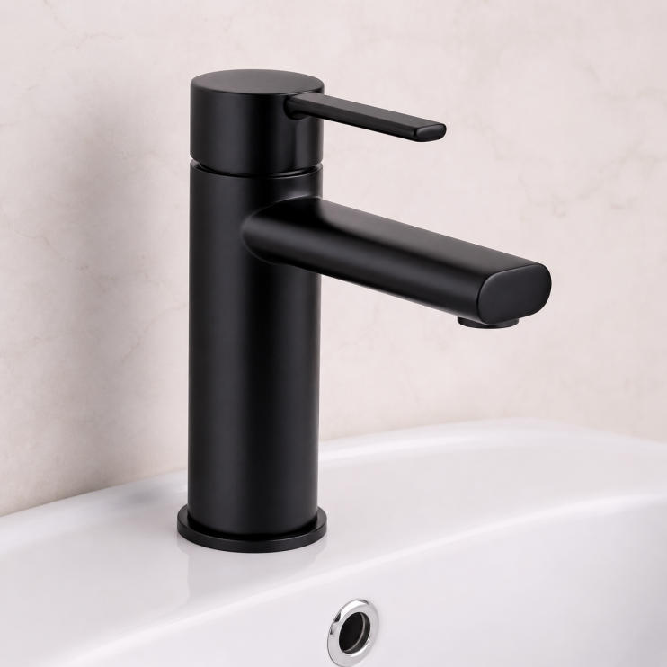 Evola Basin Mixer - Matt Black Bathroom Taps
