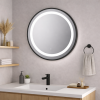 Halo 600mm Round Front-Lit LED Mirror - Matt Black