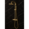 Vema Thermostatic Round Bar Valve w/Fixed Head & Riser - Brushed Brass