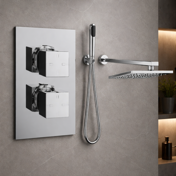 Cosmic Square Shower Valve & Kit Pack 4 - Chrome