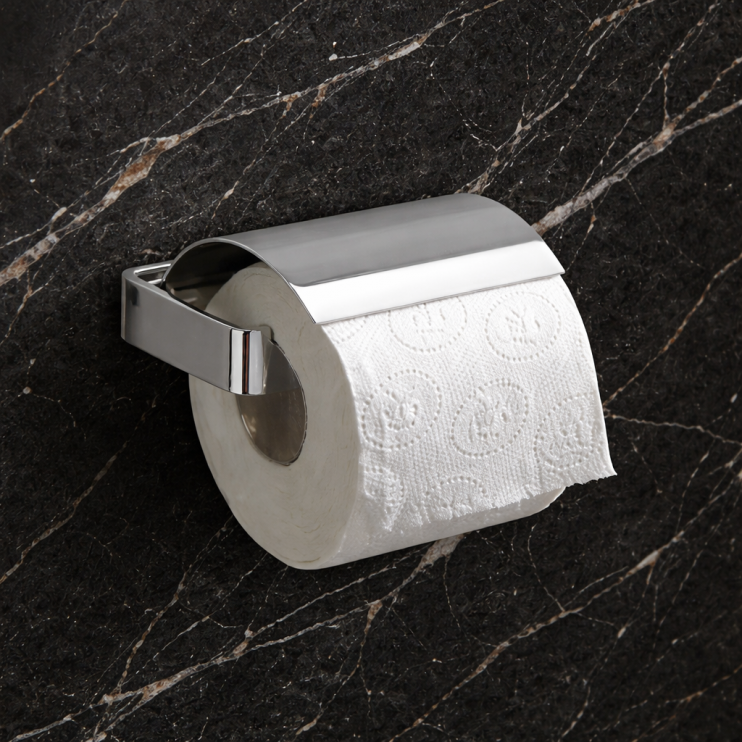 Origins Living Lounge Toilet Roll Holder with Flap - Chrome 5425-13