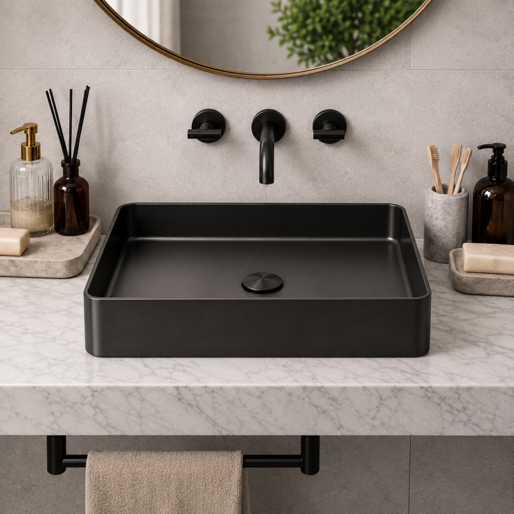Abode Iox 500x350mm Tablet Steel Basin - PVD Black