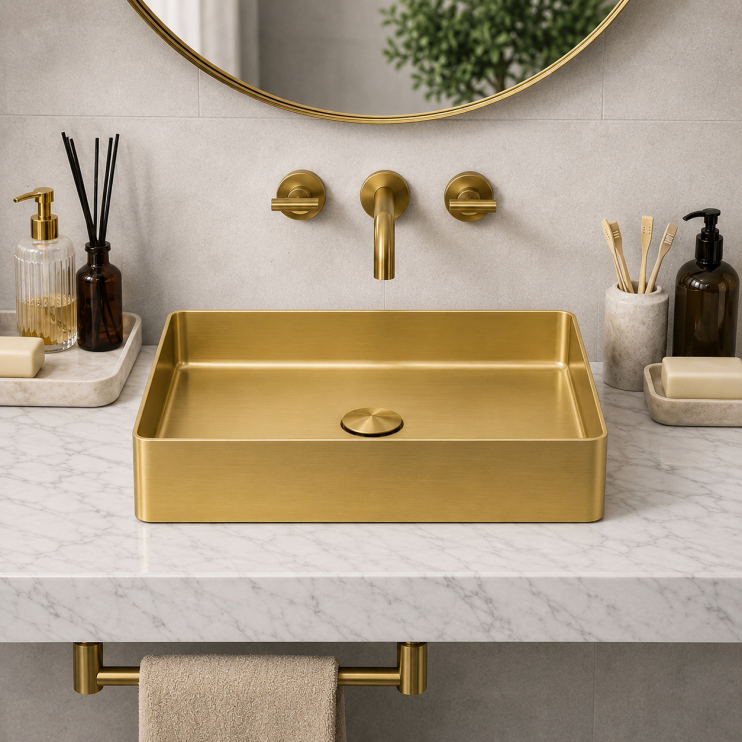 Abode Iox 500x350mm Tablet Steel Basin - PVD Brass