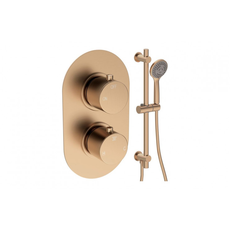 Aurora Round Shower Valve & Kit Pack 2 - Brushed Bronze