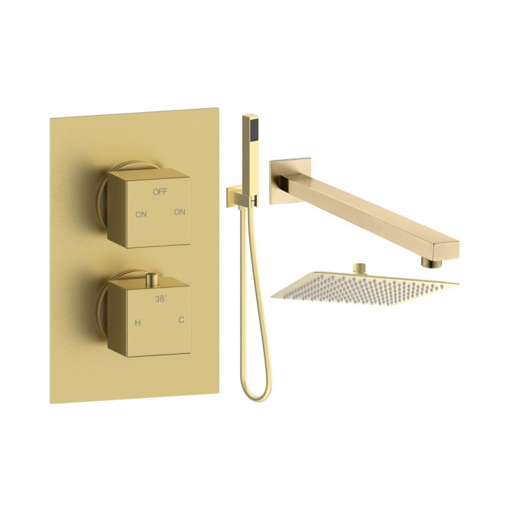 Cosmic Square Shower Valve & Kit Pack 4 - Brushed Brass