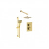 Square Concealed Valve Head & Arm Shower Pack - Brushed Brass