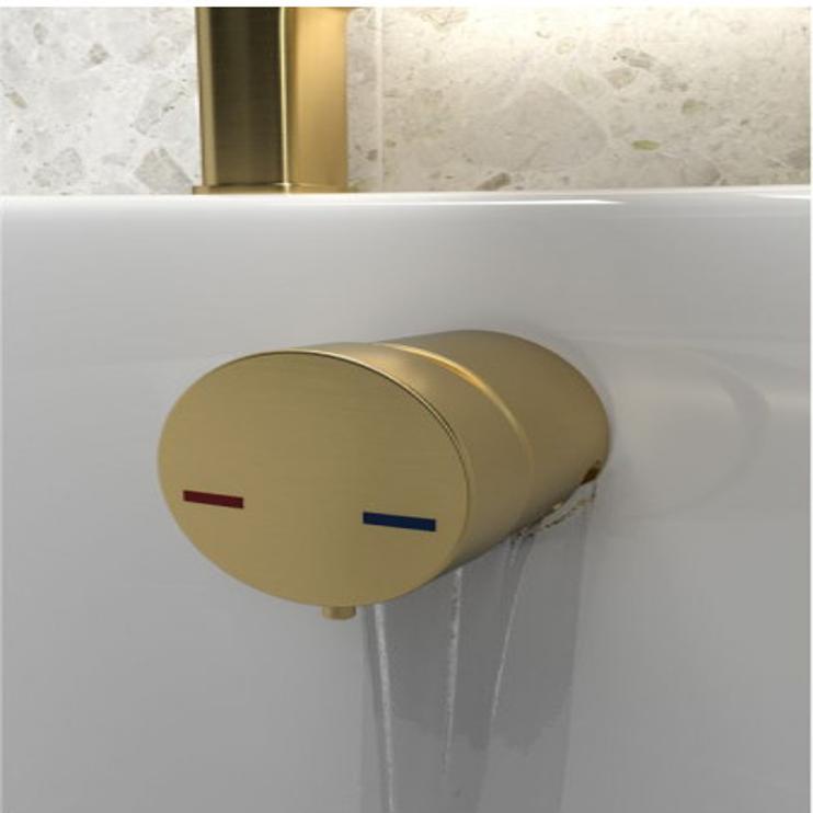 Bath Overflow Filler w/Integrated Valve - Brushed Brass