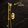 Round Concealed Valve Head & Arm Shower Pack - Brushed Brass