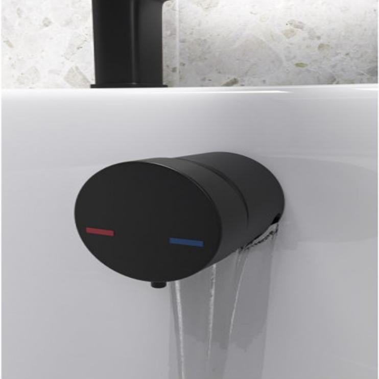 Bath Overflow Filler w/Integrated Valve - Black