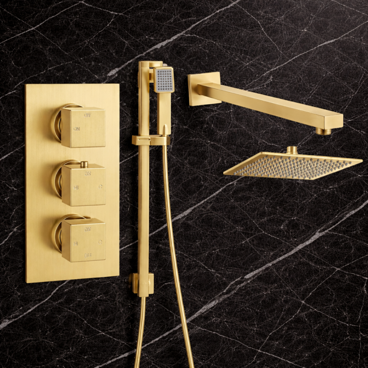 Cosmic Square Shower Valve & Kit Pack 3 - Brushed Brass Cosmic Square Shower Valve & Kit Pack 3 - Brushed Brass