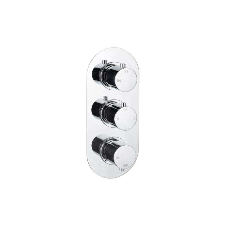 Mixer Valve Chrome DICM0600 Aurora Thermostatic Two Outlet Triple Shower Valve - Chrome
