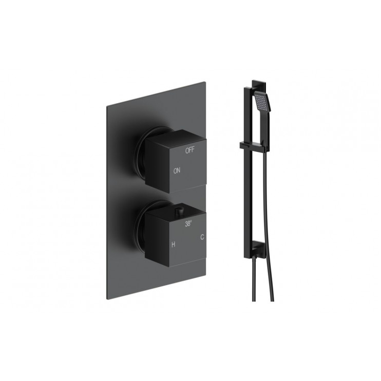 Cosmic Square Shower Valve & Kit Pack 2 - Matt Black