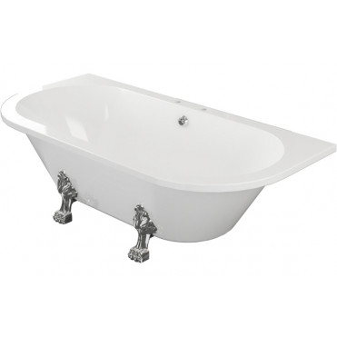 Finchley Freestanding Back To Wall 1700x800x600mm 2TH Bath w/Feet - White