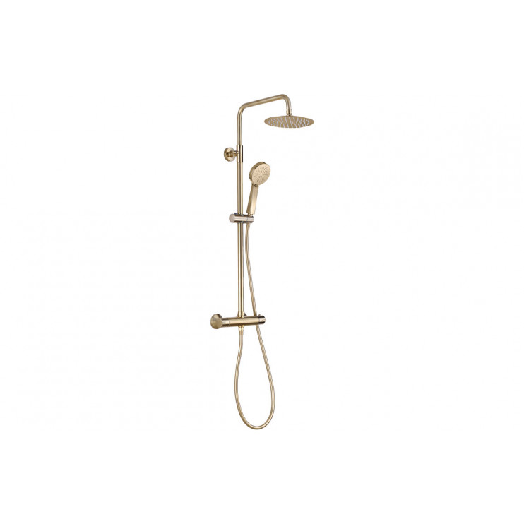 Aurora Round Thermostatic Bar Mixer w/Riser Kit - Brushed Brass