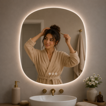 Origins Living Claris Curve Oblong Mirror 70x78cm CLR-01C778-03 Illuminated Bathroom Mirror