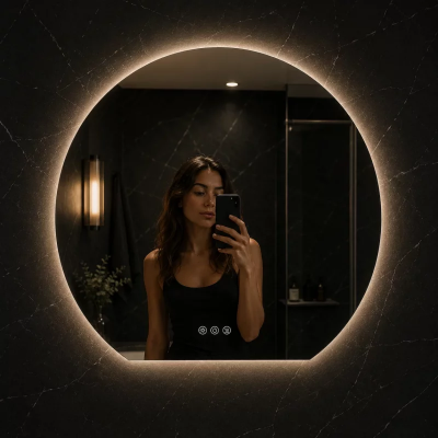 Origins Living Claris Round Cut Mirror 100cm CLR-01D109-03 Illuminated Bathroom Mirror
