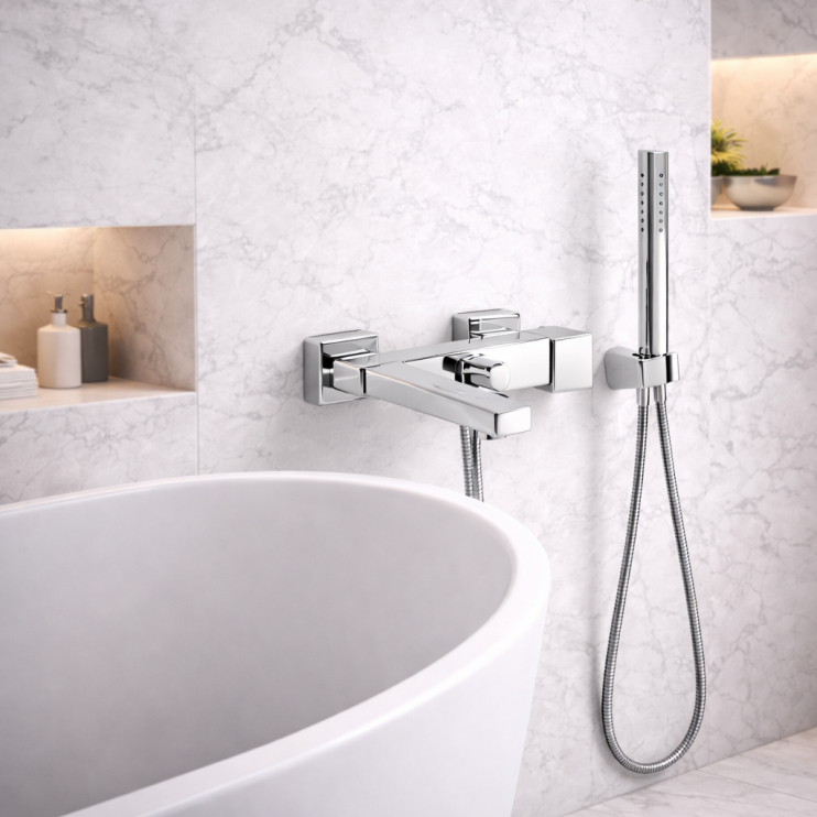 Zacara Wall Mounted Shower Mixer & Shower Kit - Chrome