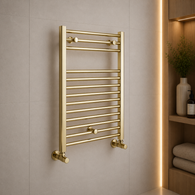 Grada Straight 30mm Ladder Radiator (500x800x30mm) - Brushed Brass