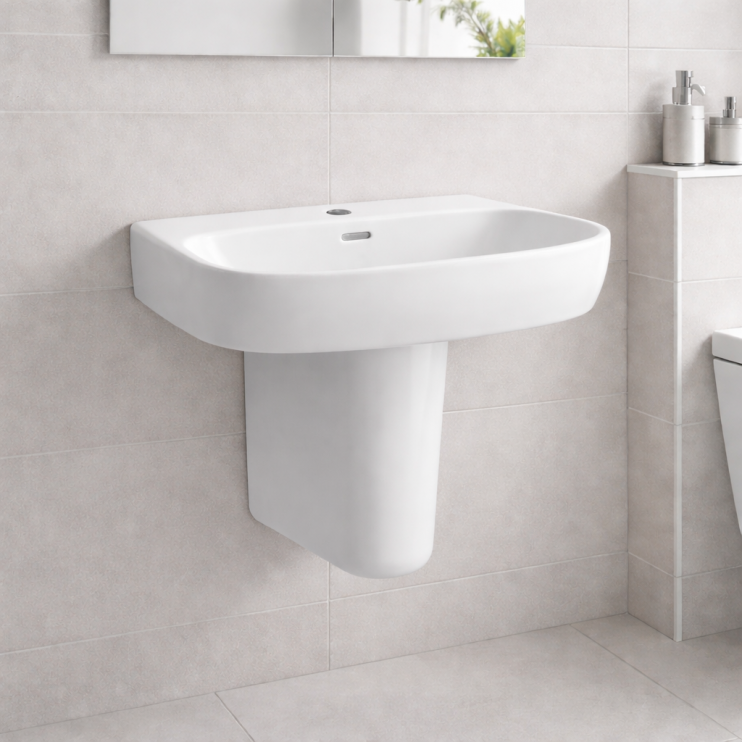 Tilia 600x400mm 1TH Basin & Semi Pedestal