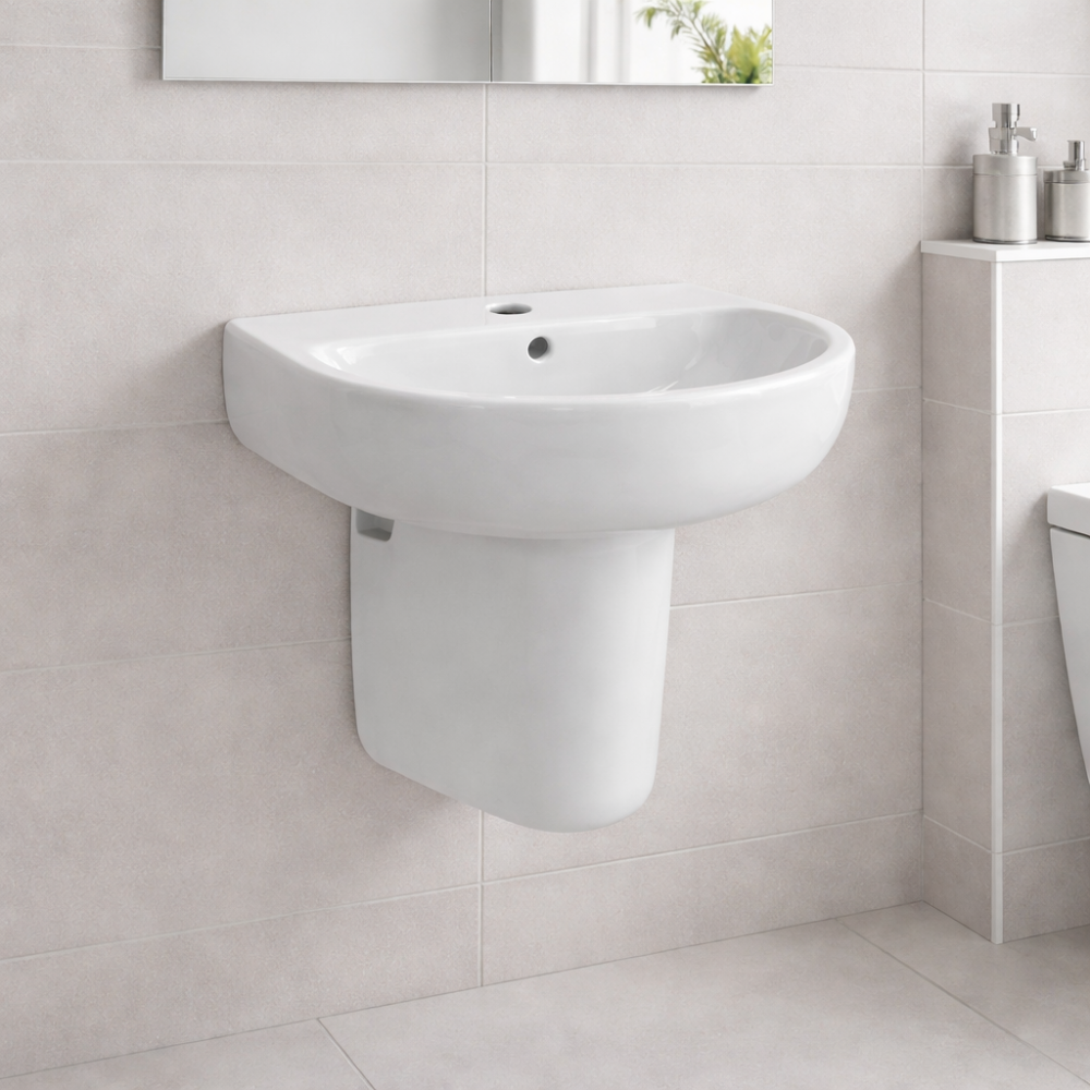 Tuscany 450x400mm 1TH Basin & Semi Pedestal