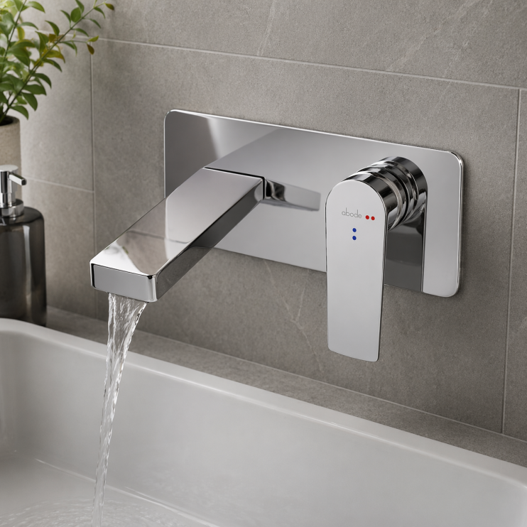 Abode Aquip Wall Mounted Basin / Bath Mixer - Chrome Bathroom Taps