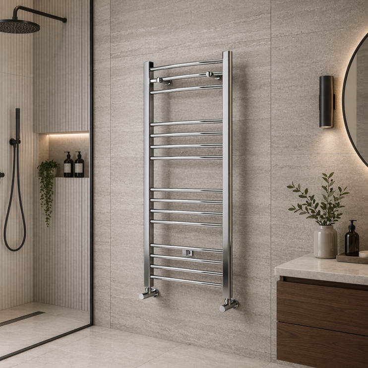 Grada Straight 30mm Ladder Radiator (500x1200x30mm) - Chrome heated bathroom towel rails 
