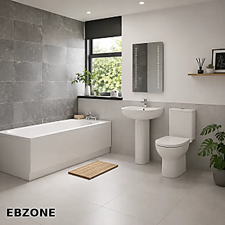 Full Bathroom Suite with Bath, Basin and Close-couple WC Full Bathroom Suite with Bath, Basin and Close-couple WC
