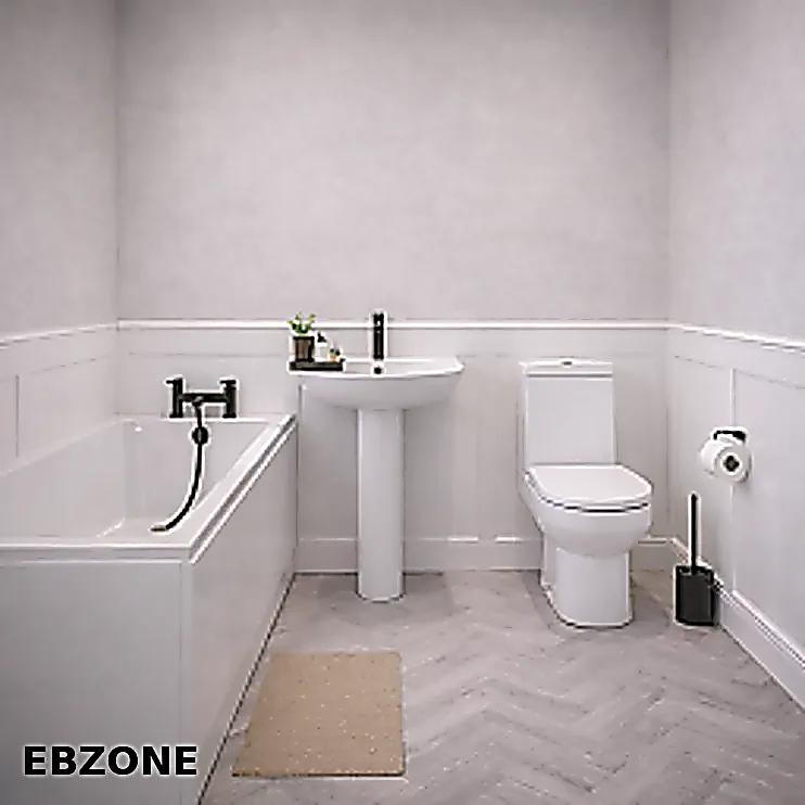 Full Bathroom Suite & Bath with Black Taps and Wastes Full Bathroom Suite & Bath with Black Taps and Wastes