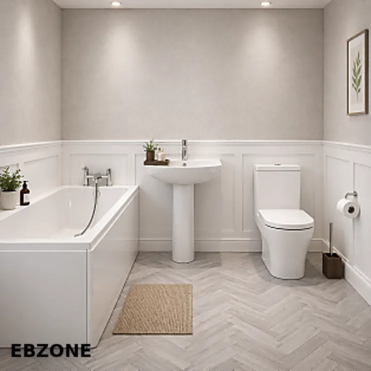 Full Bathroom Suite & Bath with Chrome Taps and Wastes Full Bathroom Suite & Bath with Chrome Taps and Wastes