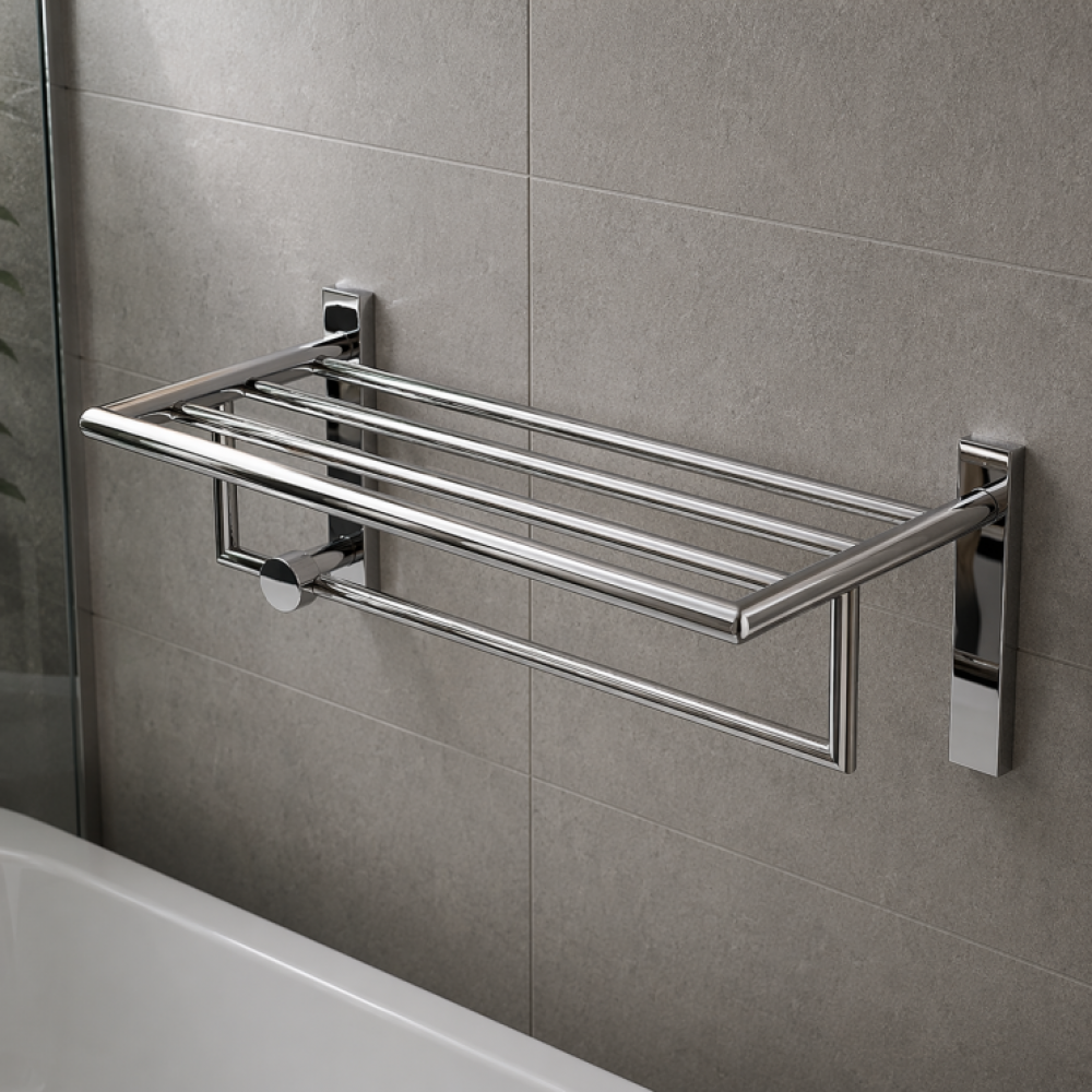 Origins Living G Pro Towel Rack with Hooks - Chrome 5035-13 Bathroom Accessory