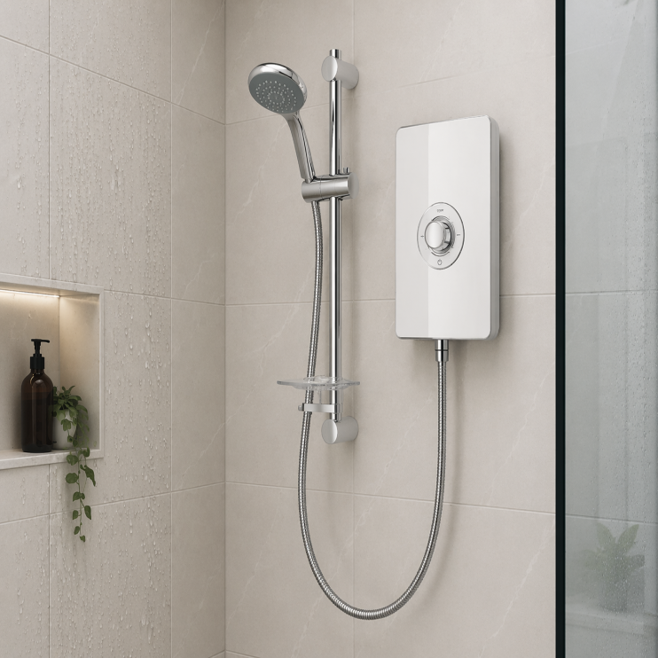 Triton Aspirante 8.5kW Contemporary Electric Shower - White Gloss
