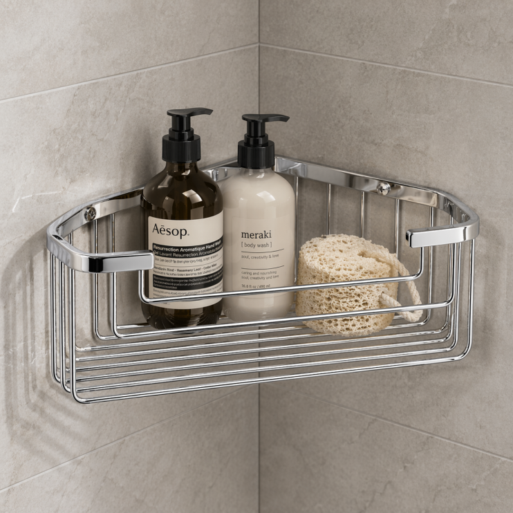 Origins Living Gedy Deep Corner Basket - Chrome 2483-13