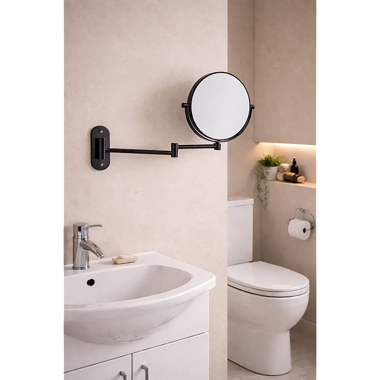 Origins Living Hutton Reversible 5x Magnifying Wall Mirror - Black HTN-007520-BK