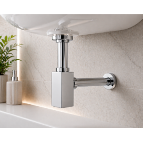 Modern Square Bottle Trap - Chrome