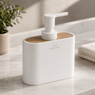Origins Living Ninfea Soap Dispenser - White/Bamboo 1380-02