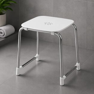 Origins Living Prima Classe Bathroom Stool - White/Chrome 6072-23