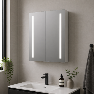 Sakura 600mm 2 Door Front-Lit LED Mirror Cabinet