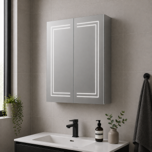 Suki 600mm 2 Door Front-Lit LED Mirror Cabinet