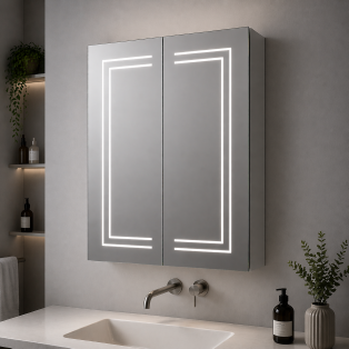Suki 600mm 2 Door Front-Lit LED Mirror Cabinet
