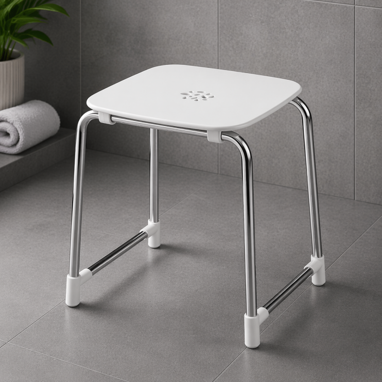 Origins Living Prima Classe Bathroom Stool - White/Chrome 6072-23