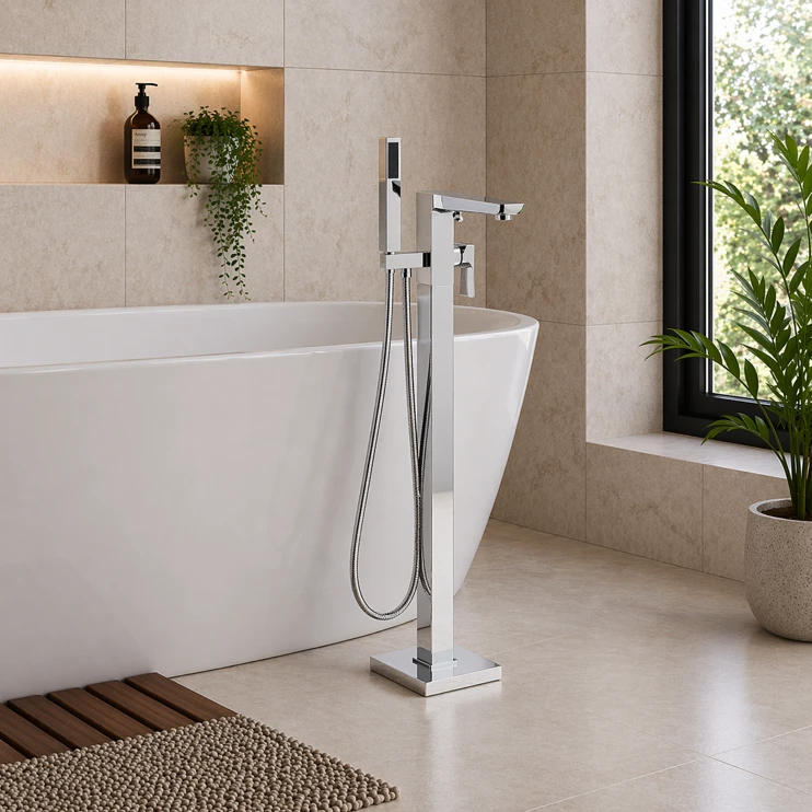 Berio Floor Standing Bath/Shower Mixer - Chrome Bathroom Taps Bathroom Taps Berio Floor Standing Bath/Shower Mixer - Chrome Bathroom Taps Bathroom Taps