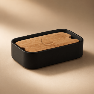 Origins Living Ninfea Soap Dish - Black/Bamboo 1311-14