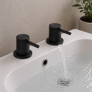 Abode Harmonie Round Bath Filler Panel Valves (Pair) - Matt Black Bathroom Taps
