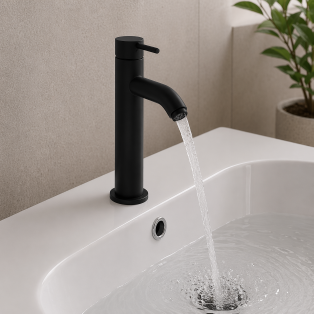 Abode Harmonie Tall Basin Mixer - Matt Black Bathroom Taps
