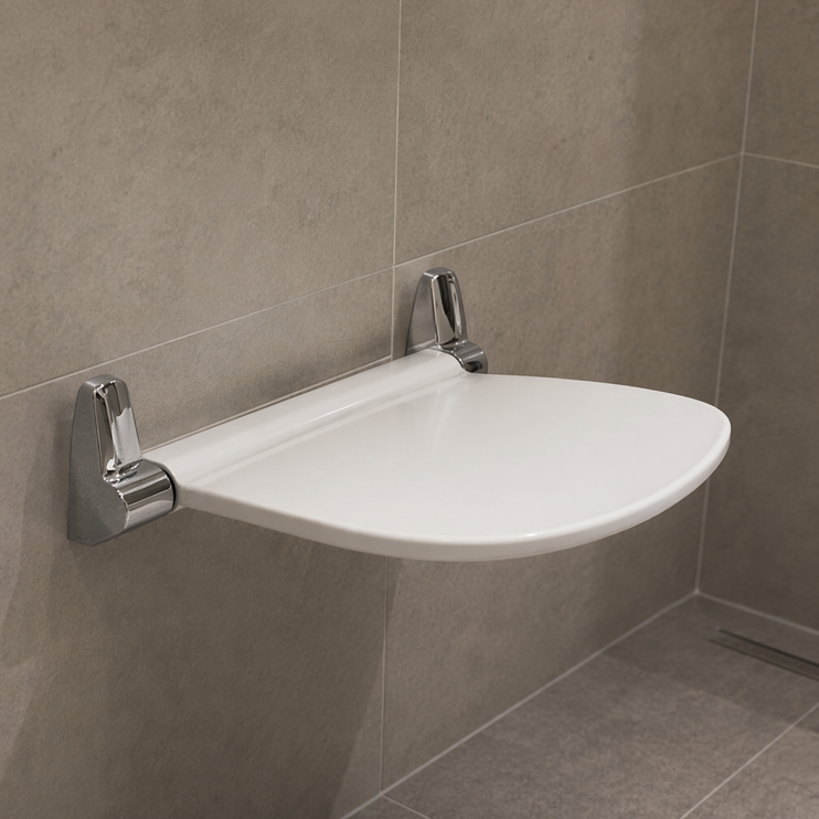 Origins Living SOUND Shower Seat - White/Chrome 2282-23 Origins Living SOUND Shower Seat - White/Chrome 2282-23