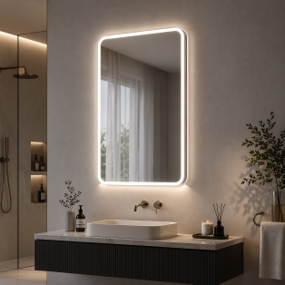 Akari 500mm 1 Door LED Mirrored Cabinet